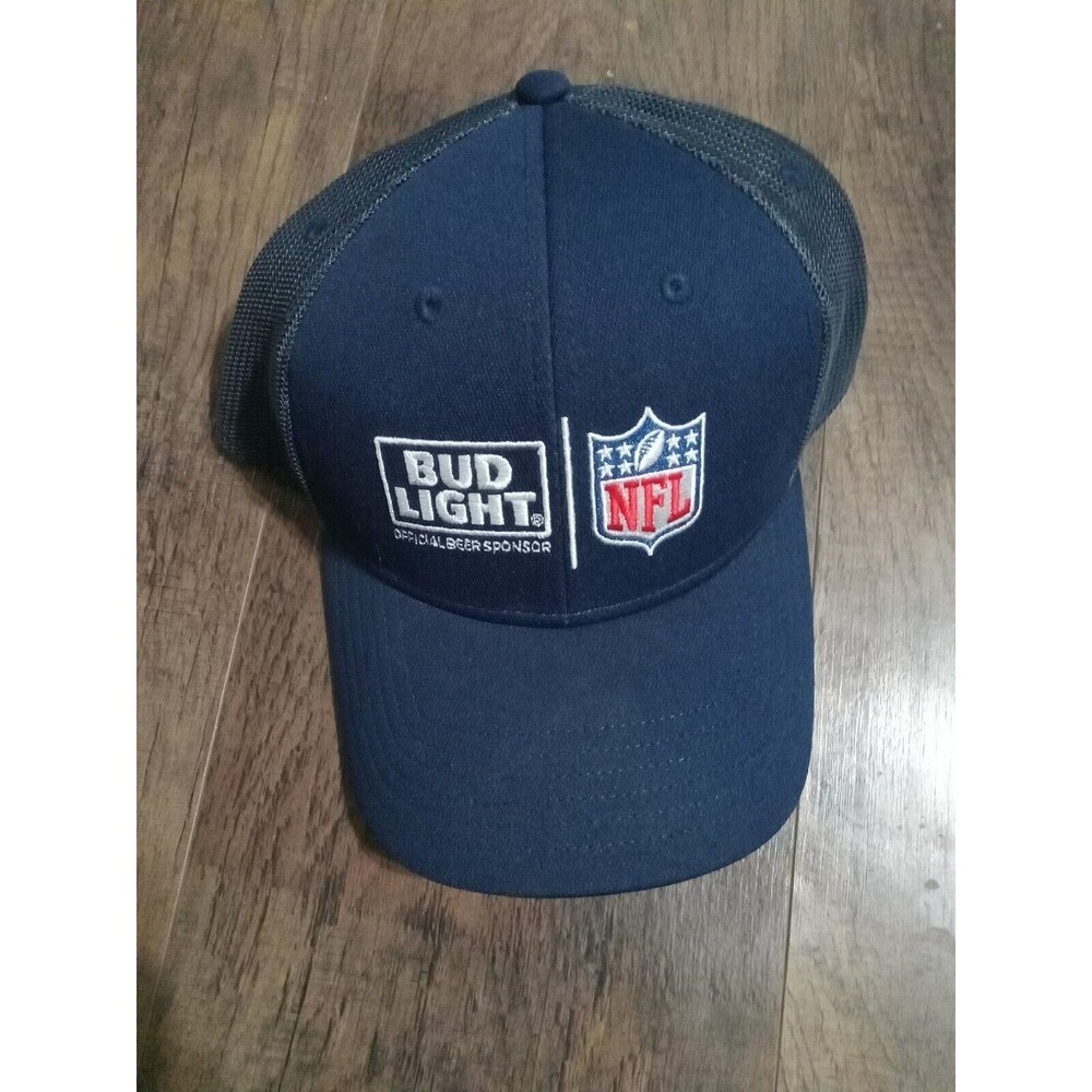Bud light NFL Ball Cap Hat Blue   Adjustable Cap flawed